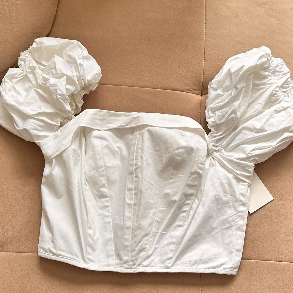 CONTENTA UO Off Shoulder Puff-Sleeve Corset Top - Size Medium ( Runs Small )